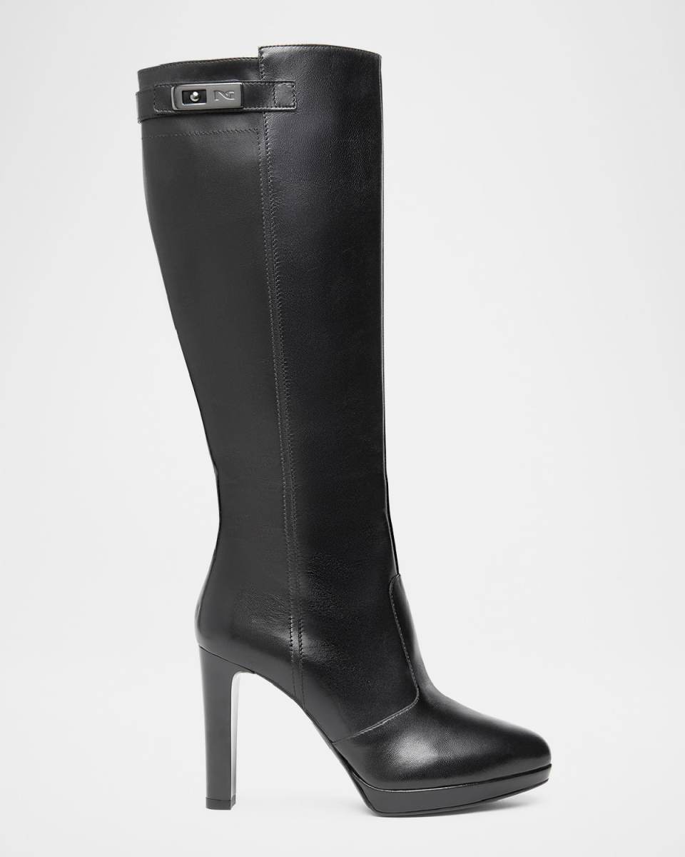 Leather Stiletto Knee Boots
